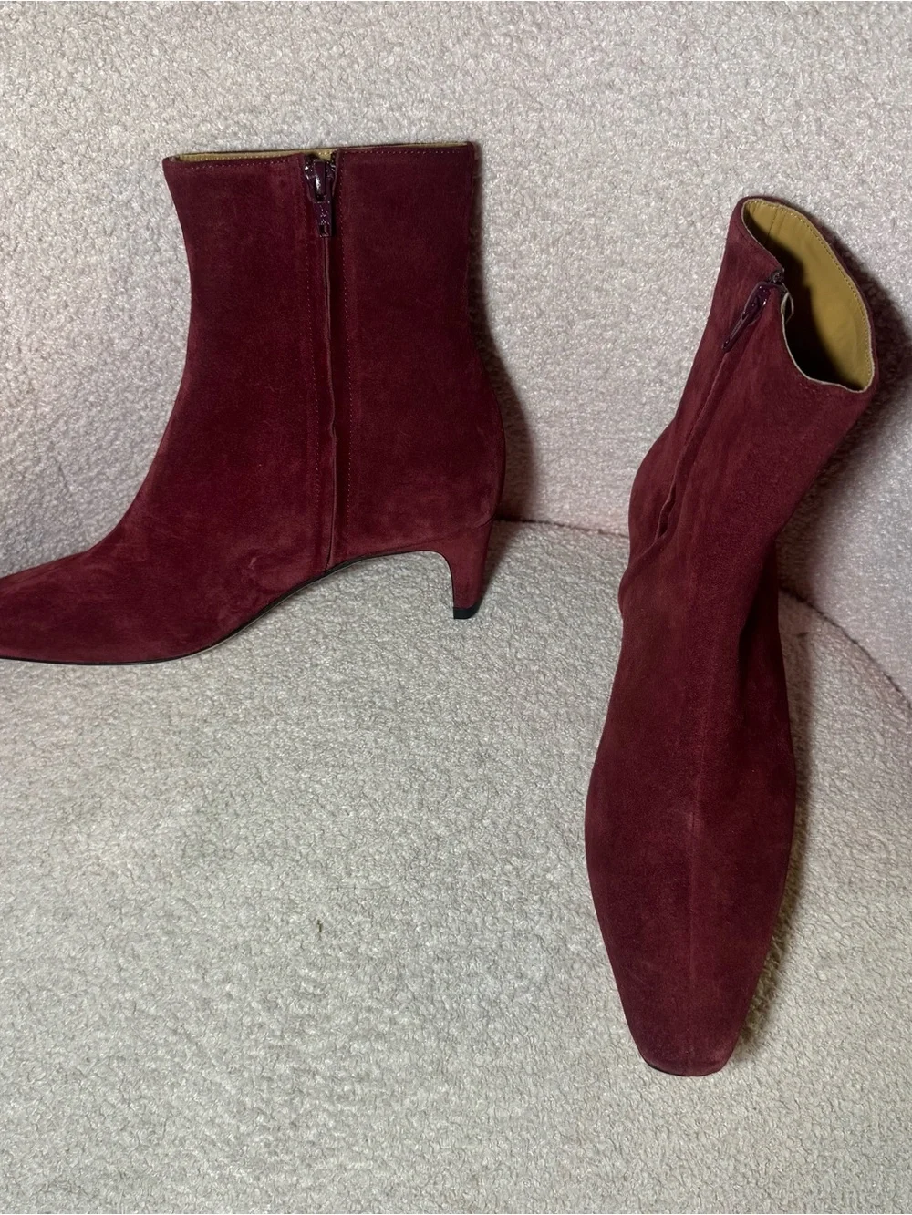 New Staud Wally 100% Suede Ankle Boots Pinot Burgundy Size EU 38 US 8 $395